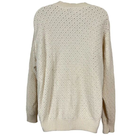 Jantzen Vintage Pointelle Cottagecore Scalloped V-Neck Long Sleeve Sweater XL - Picture 11 of 16